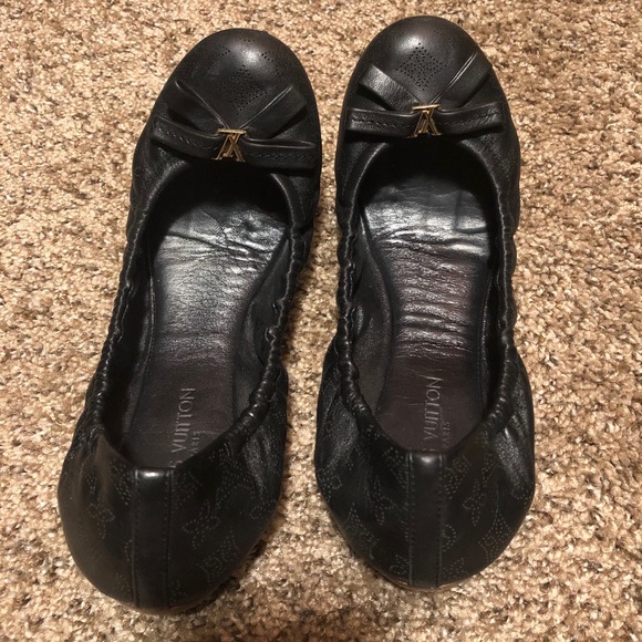 Louis Vuitton, Shoes, Authentic Louis Vuitton Black Elba Ballerina Flat